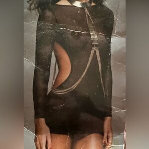 Black Cut-Out Dress with Silver Accents